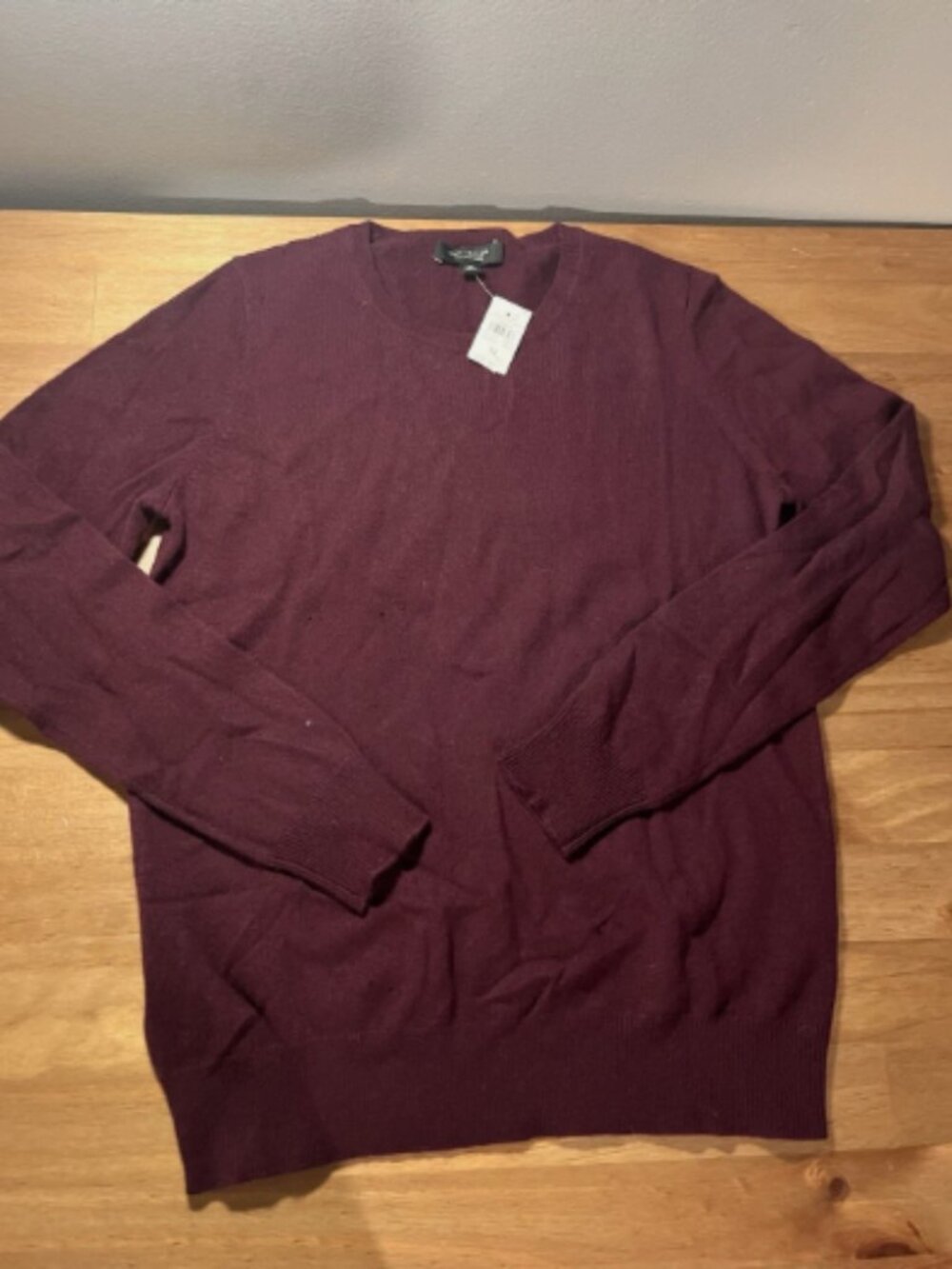 Ann Taylor Womens M Burgundy V-Neck Long Sleeve Pullover Sweater 100% Cashmere